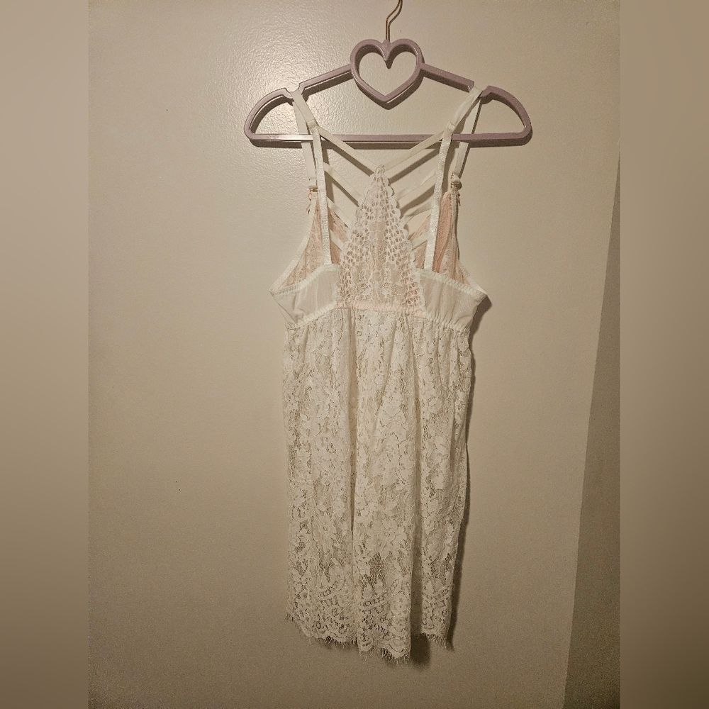 Cacique- Women' 12 Elegant White Lace Chemise Babydoll Silk  NWOT Valentine Sexy - Picture 4 of 10